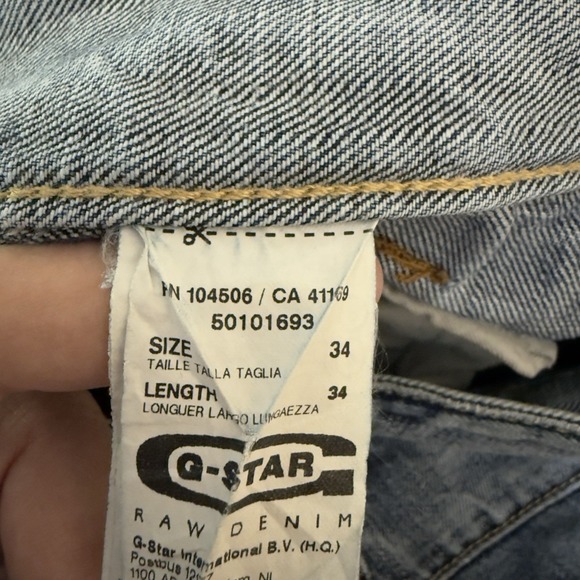 G Star Raw Jeans Men's 34x29 Blue Radar Straight Distressed Restored Y2K Hemmed - Picture 9 of 13